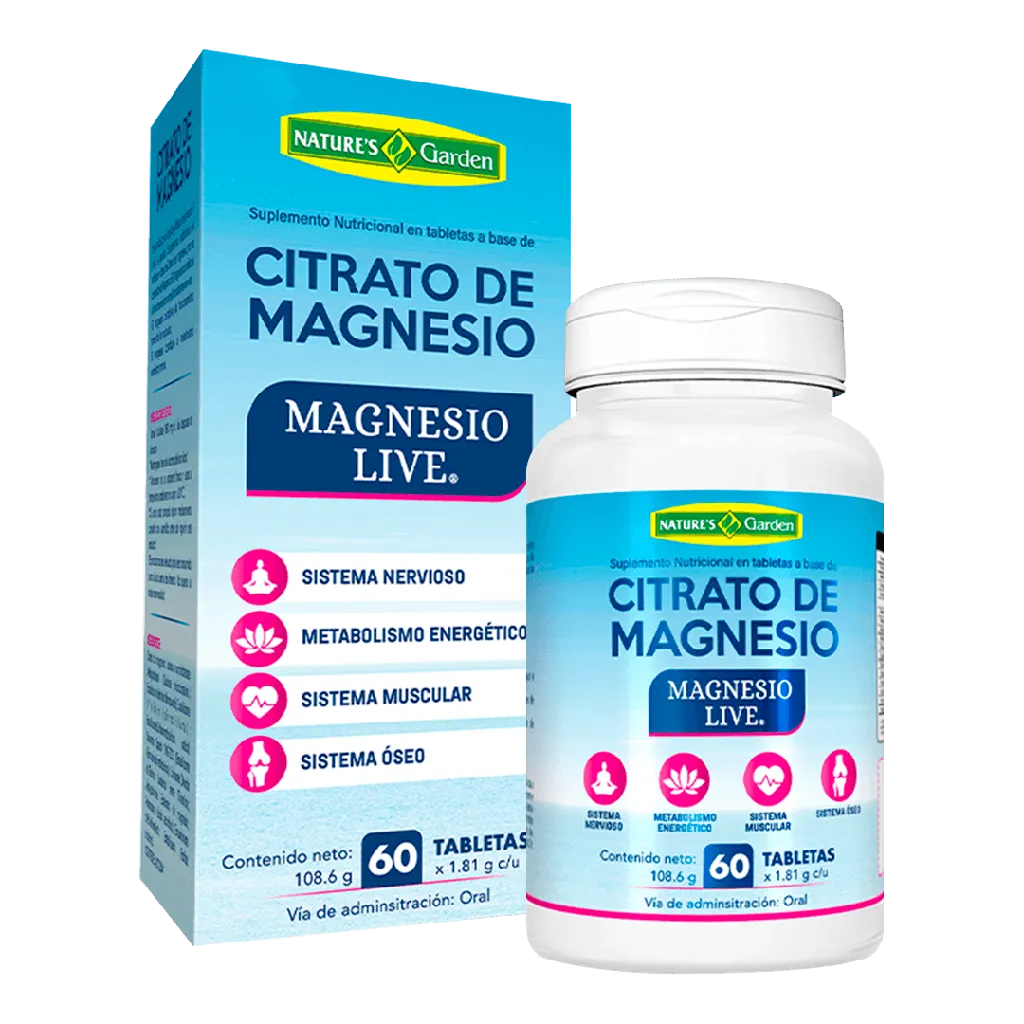 CITRATO DE MAGNESIO 108.6G TABLETAS X60 NATURES GARDEN